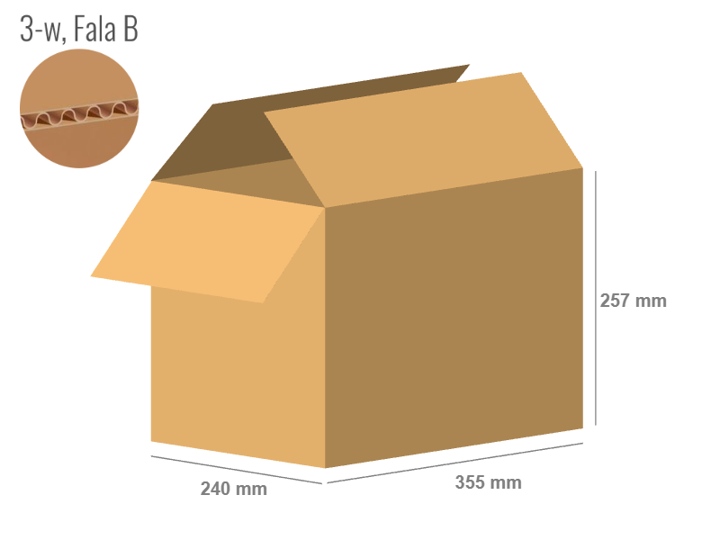 Cardboard box 355x240x257 - with Flaps (Fefco 201) - Single Wall (3-layer)