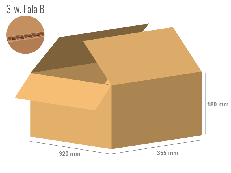 Cardboard box 355x320x180 - with Flaps (Fefco 201) - Single Wall (3-layer)