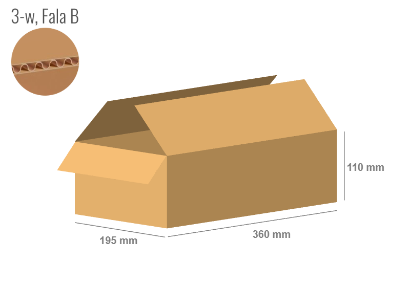 Cardboard box 360x195x110 - with Flaps (Fefco 201) - Single Wall (3-layer)