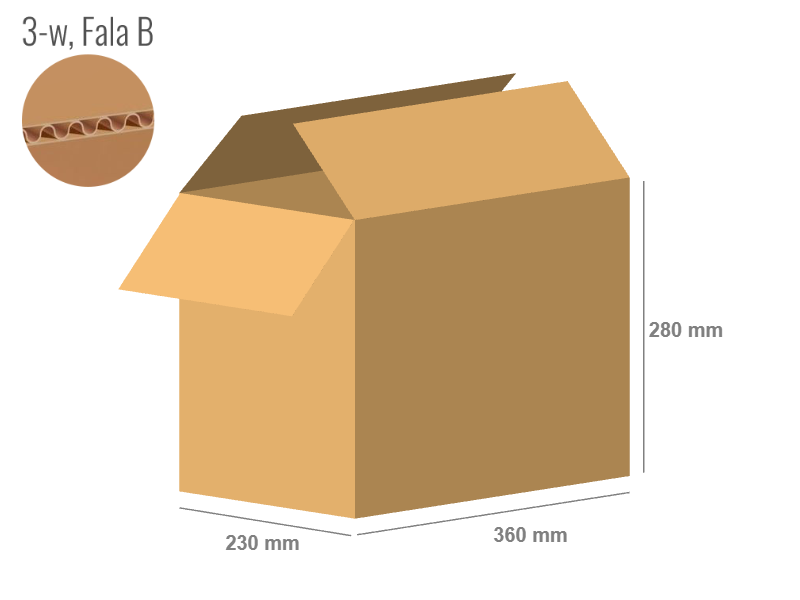 Cardboard box 360x230x280 - with Flaps (Fefco 201) - Single Wall (3-layer)