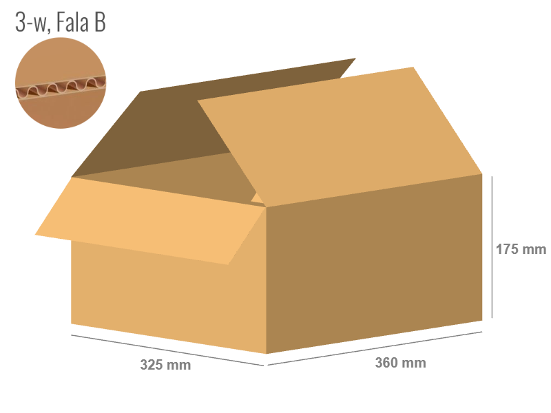 Cardboard box 360x325x175 - with Flaps (Fefco 201) - Single Wall (3-layer)