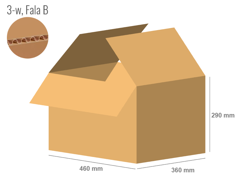 Cardboard box 360x460x290 - with Flaps (Fefco 201) - Single Wall (3-layer)