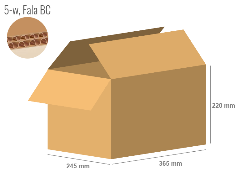 Cardboard box 365x245x220 - with Flaps (Fefco 201) - Double Wall (5-layer)