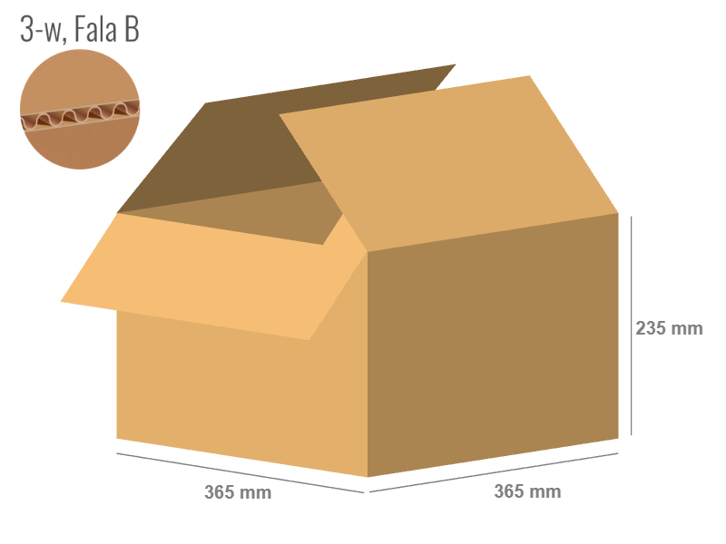 Cardboard box 365x365x235 - with Flaps (Fefco 201) - Single Wall (3-layer)