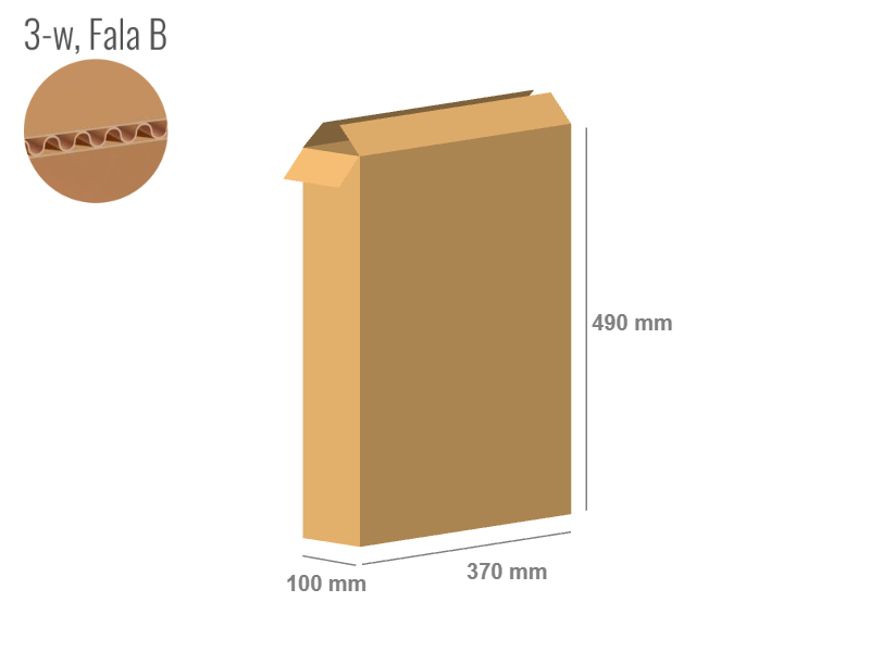 Cardboard box 370x100x490 - with Flaps (Fefco 201) - Single Wall (3-layer)