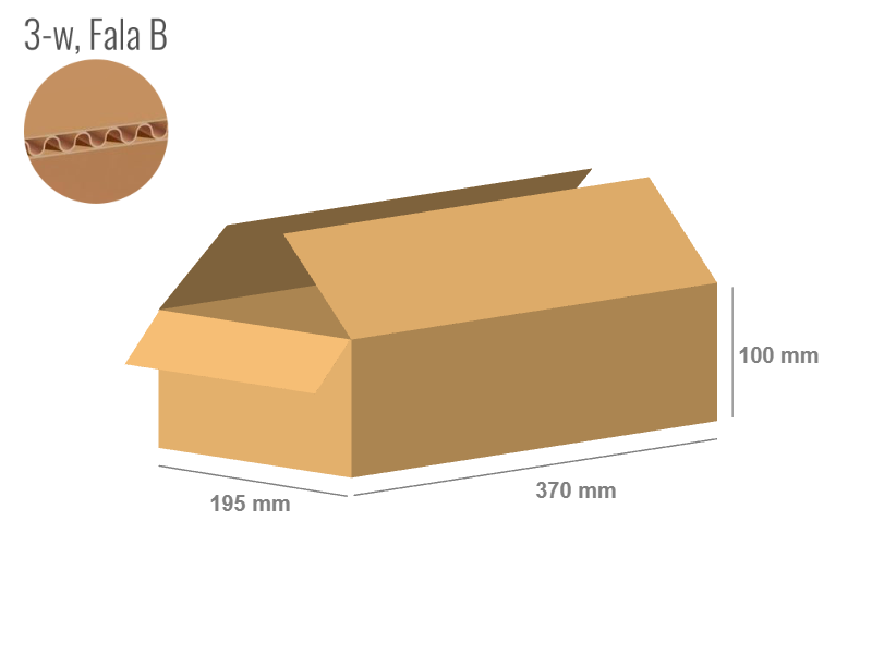 Cardboard box 370x195x100 - with Flaps (Fefco 201) - Single Wall (3-layer)