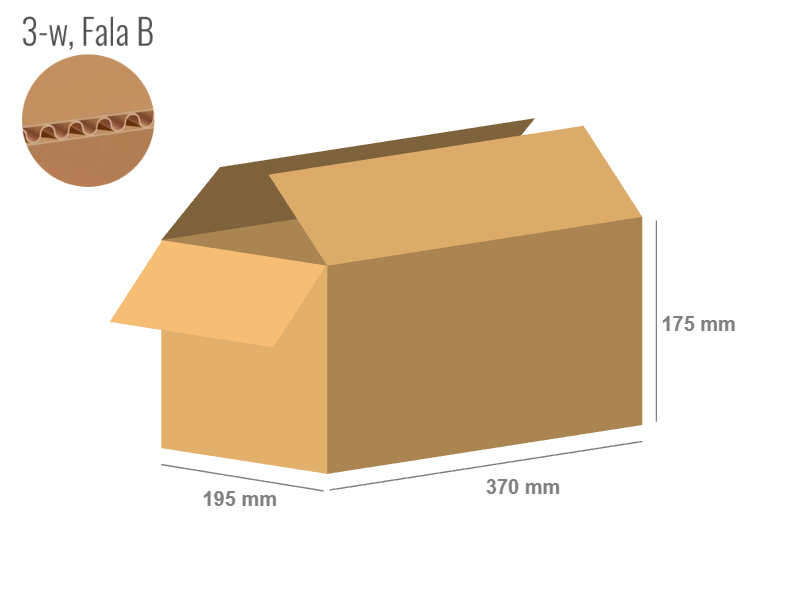 Cardboard box 370x195x175 - with Flaps (Fefco 201) - Single Wall (3-layer)