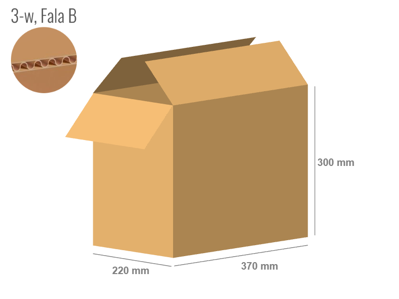 Cardboard box 370x220x300 - with Flaps (Fefco 201) - Single Wall (3-layer)