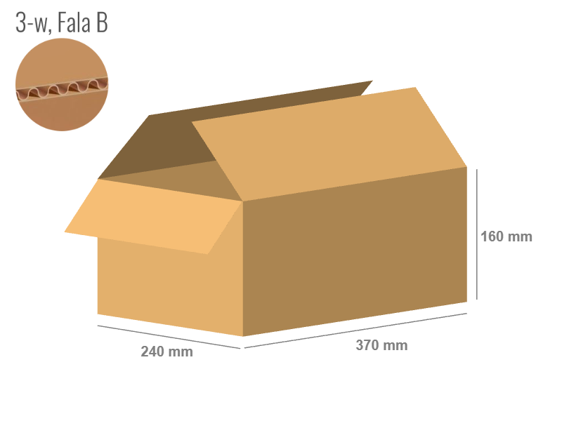 Cardboard box 370x240x160 - with Flaps (Fefco 201) - Single Wall (3-layer)