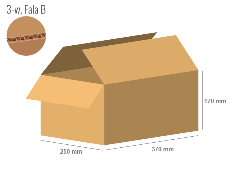 Cardboard box 370x250x170 - with Flaps (Fefco 201) - Single Wall (3-layer)