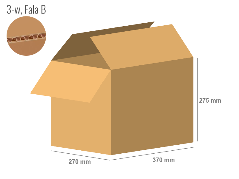 Cardboard box 370x270x275 - with Flaps (Fefco 201) - Single Wall (3-layer)