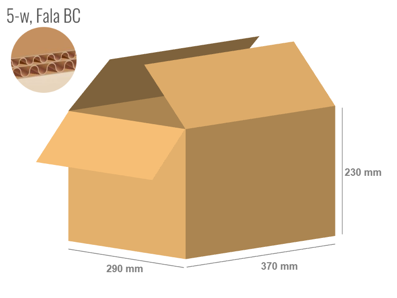 Cardboard box 370x290x230 - with Flaps (Fefco 201) - Double Wall (5-layer)