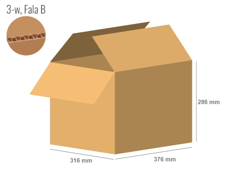 Cardboard box 376x316x286 - with Flaps (Fefco 201) - Single Wall (3-layer)