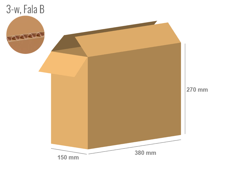 Cardboard box 380x150x270 - with Flaps (Fefco 201) - Single Wall (3-layer)