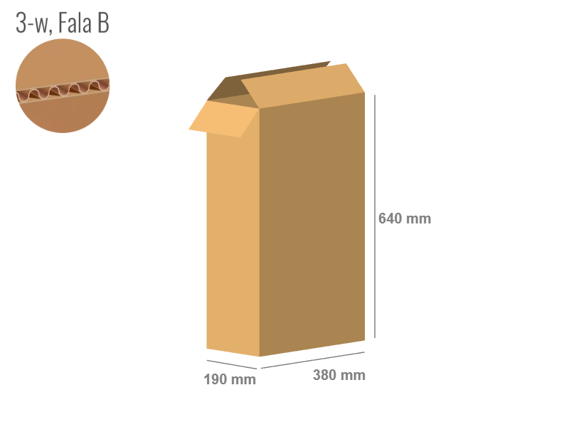 Cardboard box 380x190x640 - with Flaps (Fefco 201) - Single Wall (3-layer)