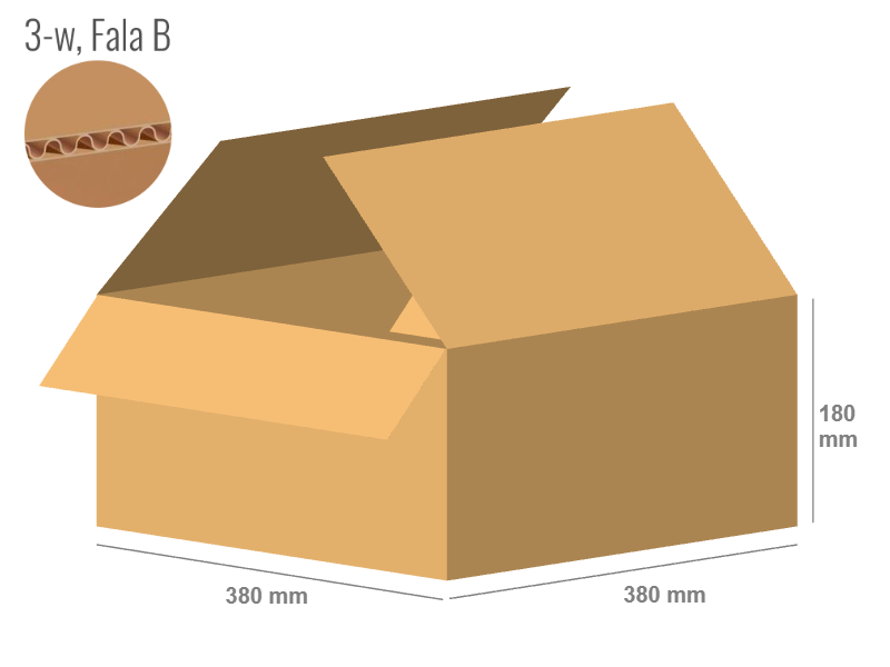 Cardboard box 380x380x180 - with Flaps (Fefco 201) - Single Wall (3-layer)