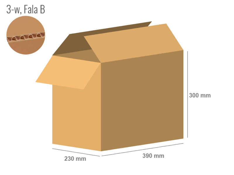 Cardboard box 390x230x300 - with Flaps (Fefco 201) - Single Wall (3-layer)