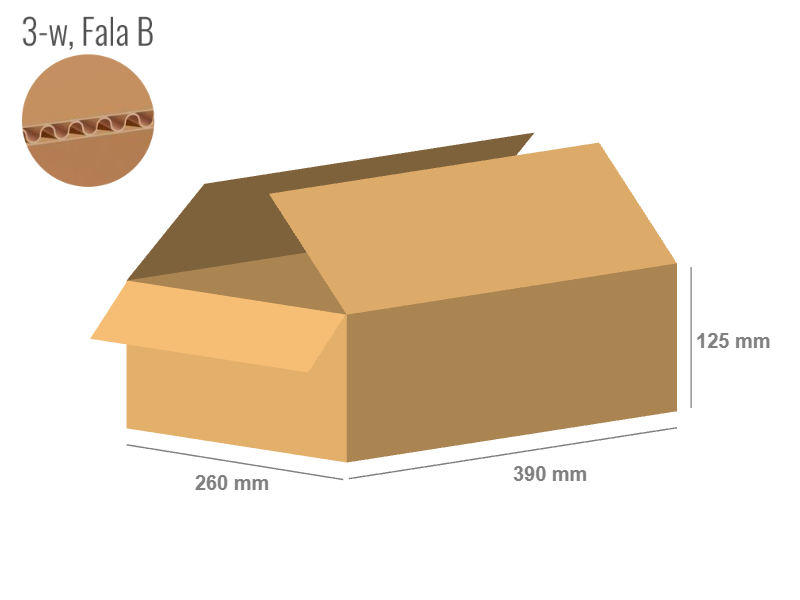 Cardboard box 390x260x125 - with Flaps (Fefco 201) - Single Wall (3-layer)