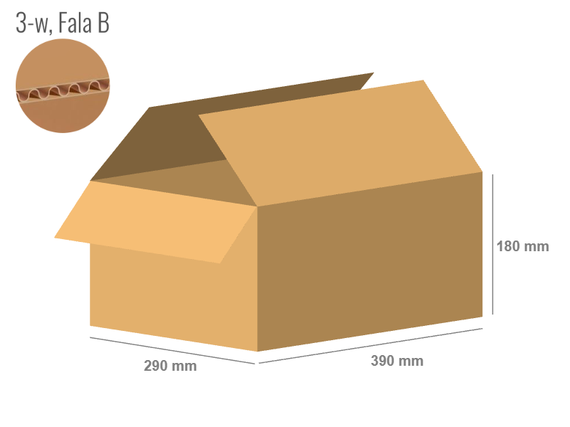 Cardboard box 390x290x180 - with Flaps (Fefco 201) - Single Wall (3-layer)