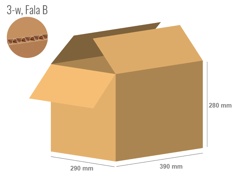 Cardboard box 390x290x280 - with Flaps (Fefco 201) - Single Wall (3-layer)