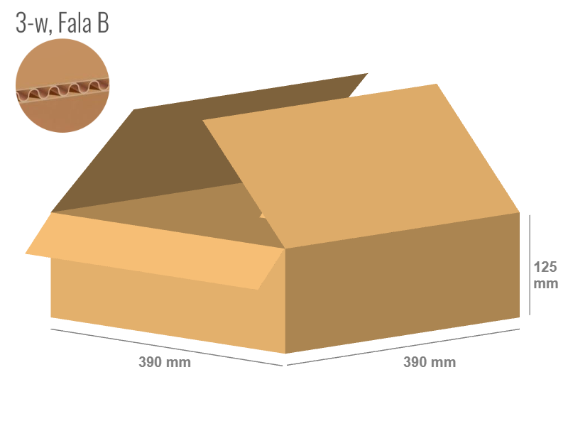 Cardboard box 390x390x125 - with Flaps (Fefco 201) - Single Wall (3-layer)