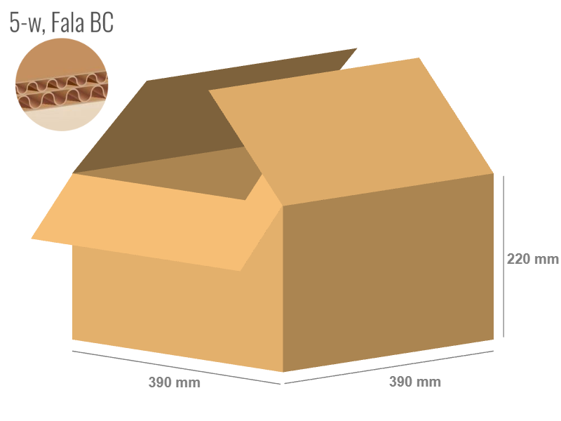 Cardboard box 390x390x220 - with Flaps (Fefco 201) - Double Wall (5-layer)