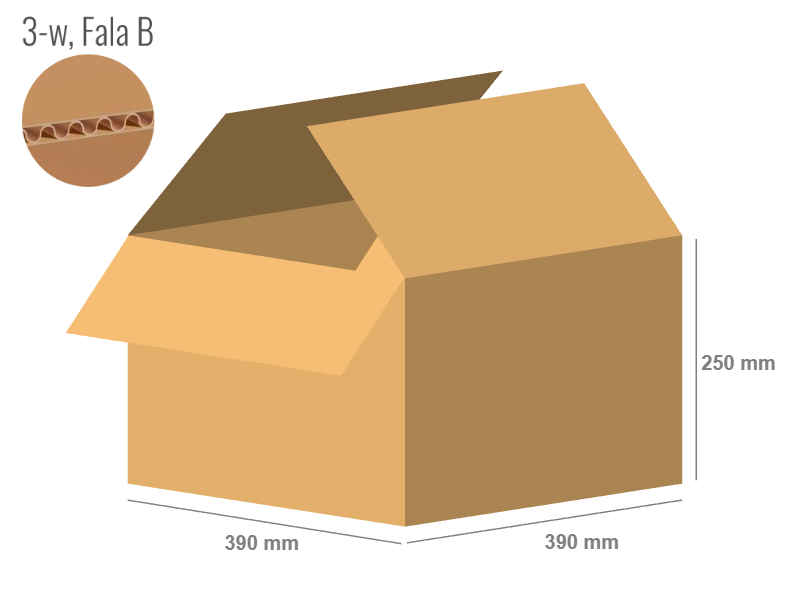 Cardboard box 390x390x250 - with Flaps (Fefco 201) - Single Wall (3-layer)
