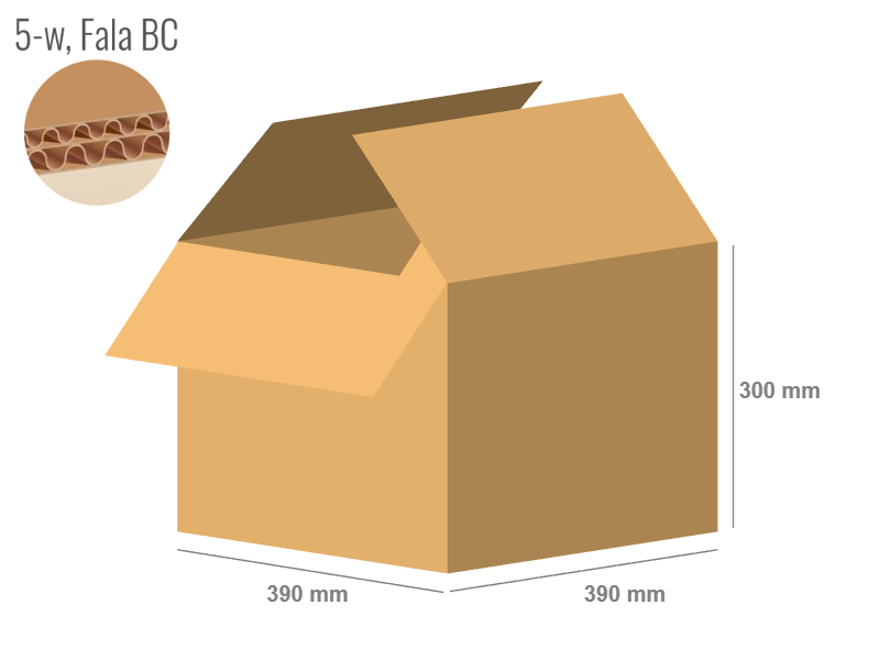 Cardboard box 390x390x300 - with Flaps (Fefco 201) - Double Wall (5-layer)