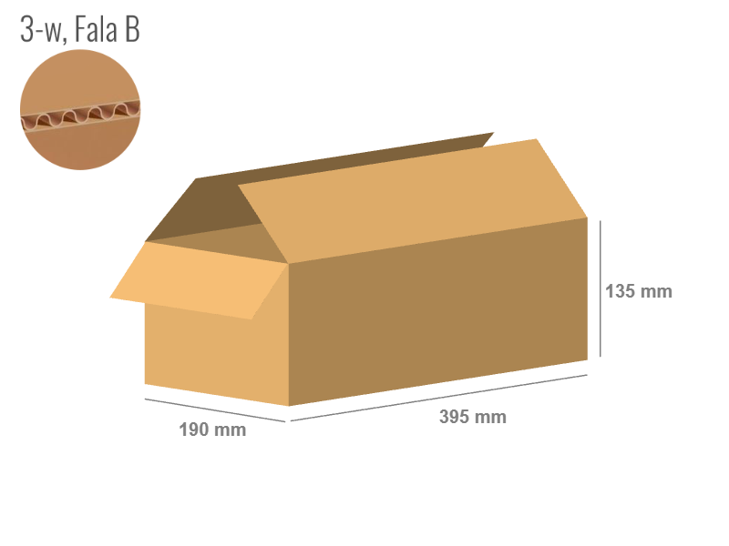 Cardboard box 395x190x135 - with Flaps (Fefco 201) - Single Wall (3-layer)