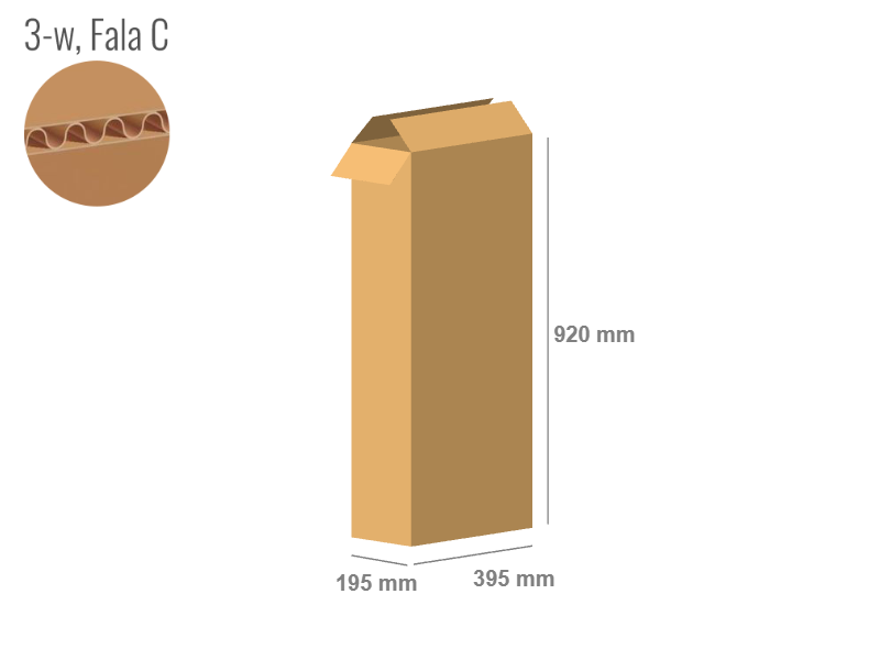 Cardboard box 395x195x920 - with Flaps (Fefco 201) - Single Wall (3-layer)