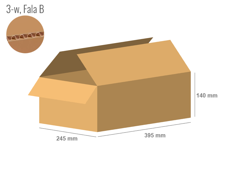Cardboard box 395x245x140 - with Flaps (Fefco 201) - Single Wall (3-layer)
