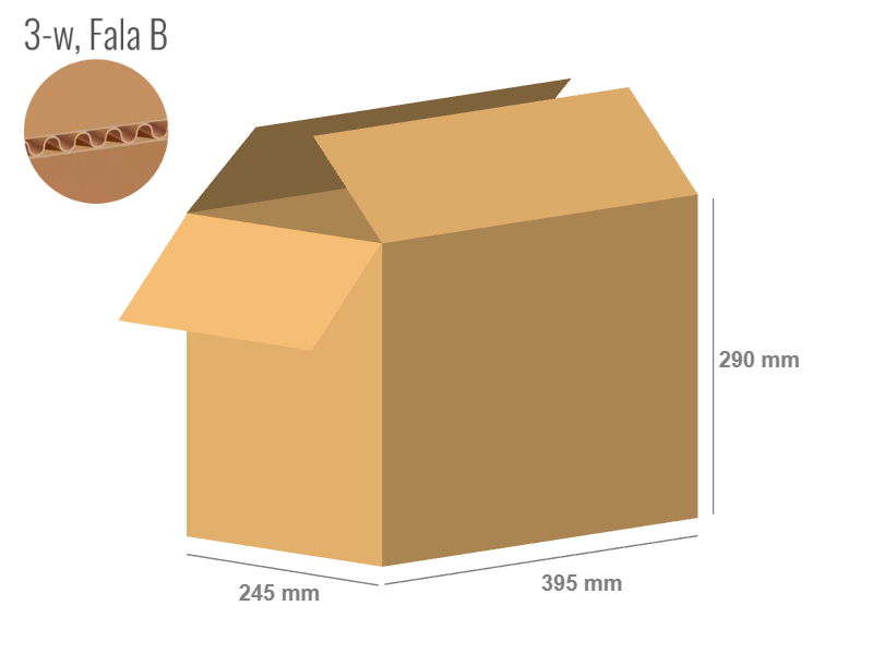 Cardboard box 395x245x290 - with Flaps (Fefco 201) - Single Wall (3-layer)