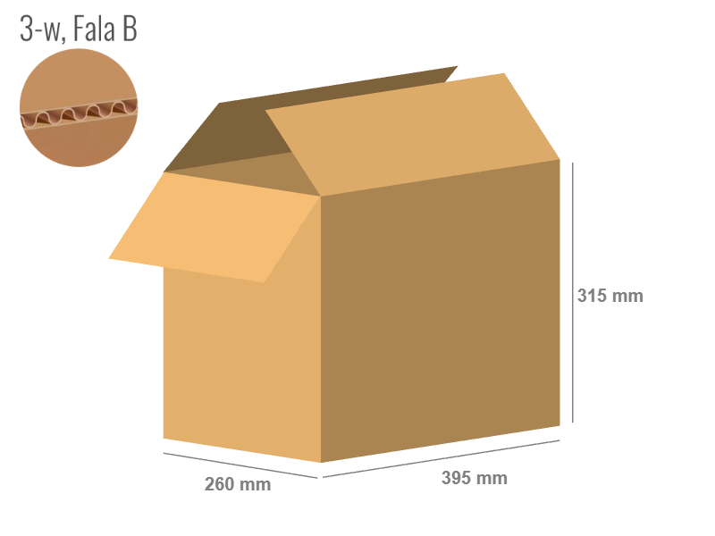 Cardboard box 395x260x315 - with Flaps (Fefco 201) - Single Wall (3-layer)