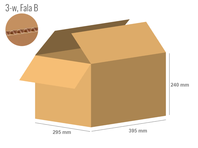 Cardboard box 395x295x240 - with Flaps (Fefco 201) - Single Wall (3-layer)