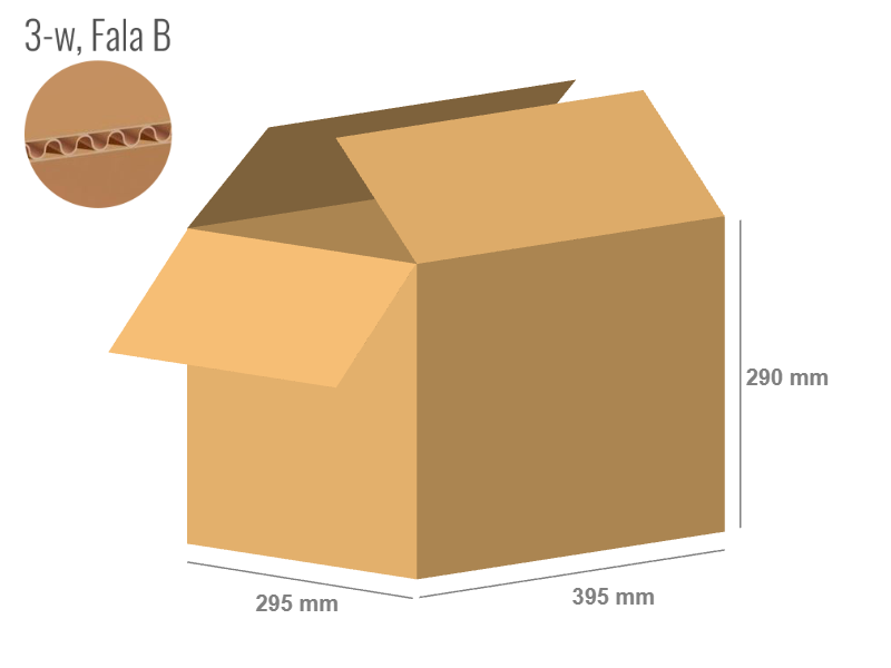 Cardboard box 395x295x290 - with Flaps (Fefco 201) - Single Wall (3-layer)