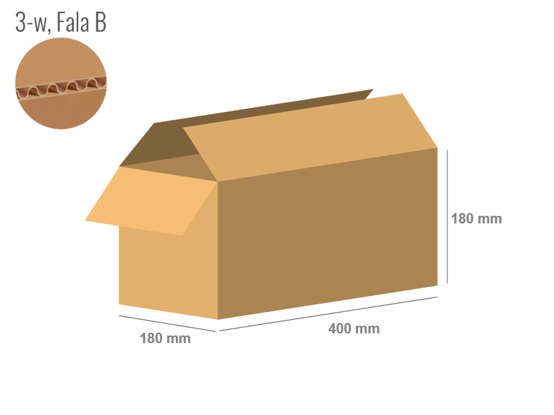 Cardboard box 400x180x180 - with Flaps (Fefco 201) - Single Wall (3-layer)