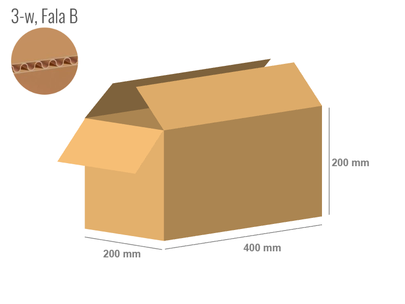 Cardboard box 400x200x200 - with Flaps (Fefco 201) - Single Wall (3-layer)