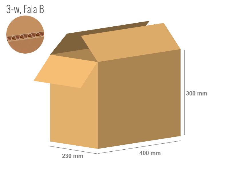 Cardboard box 400x230x300 - with Flaps (Fefco 201) - Single Wall (3-layer)