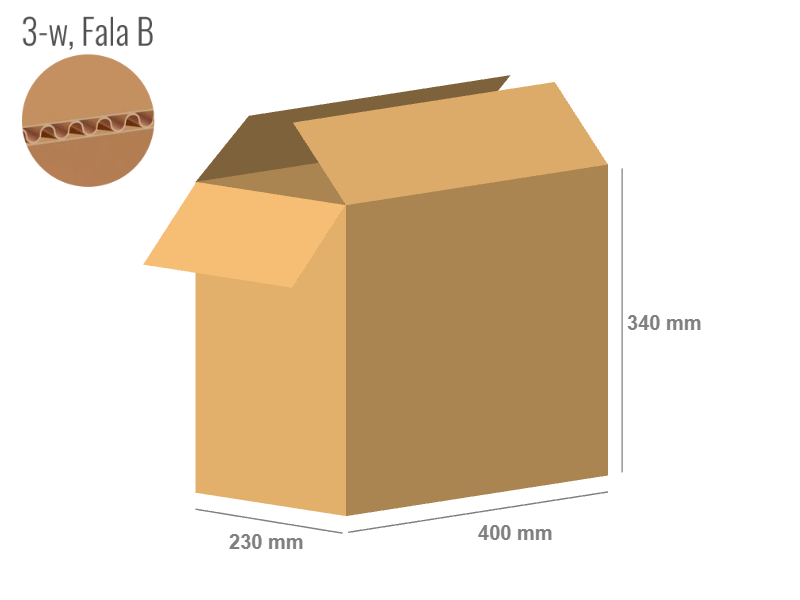 Cardboard box 400x230x340 - with Flaps (Fefco 201) - Single Wall (3-layer)