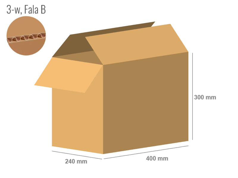 Cardboard box 400x240x300 - with Flaps (Fefco 201) - Single Wall (3-layer)