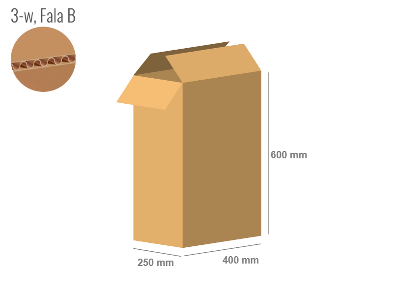 Cardboard box 400x250x600 - with Flaps (Fefco 201) - Single Wall (3-layer)