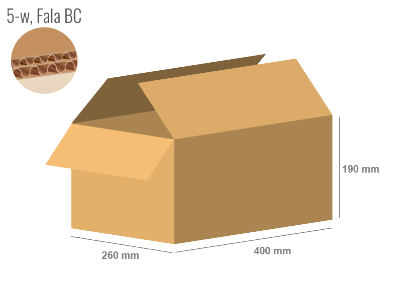Cardboard box 400x260x190 - with Flaps (Fefco 201) - Double Wall (5-layer)