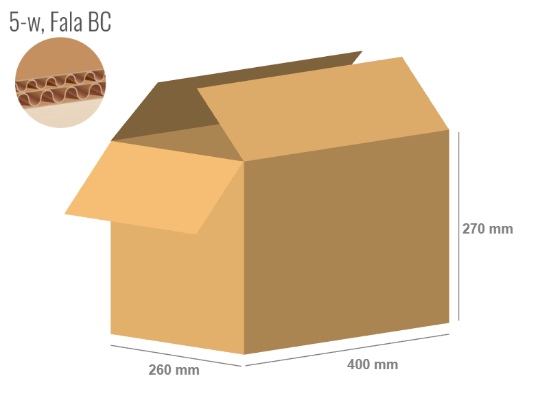 Cardboard box 400x260x270 - with Flaps (Fefco 201) - 5-layer (5w)