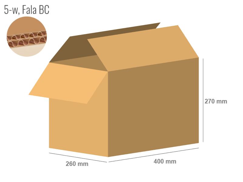 Cardboard box 400x260x270 - with Flaps (Fefco 201) - Double Wall (5-layer)