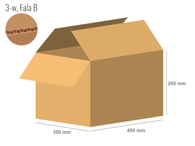 Cardboard box 400x300x260 - with Flaps (Fefco 201) - Single Wall (3-layer)