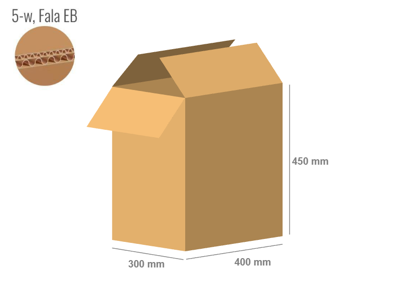 Cardboard box 400x300x450 - with Flaps (Fefco 201) - Double Wall (5-layer)