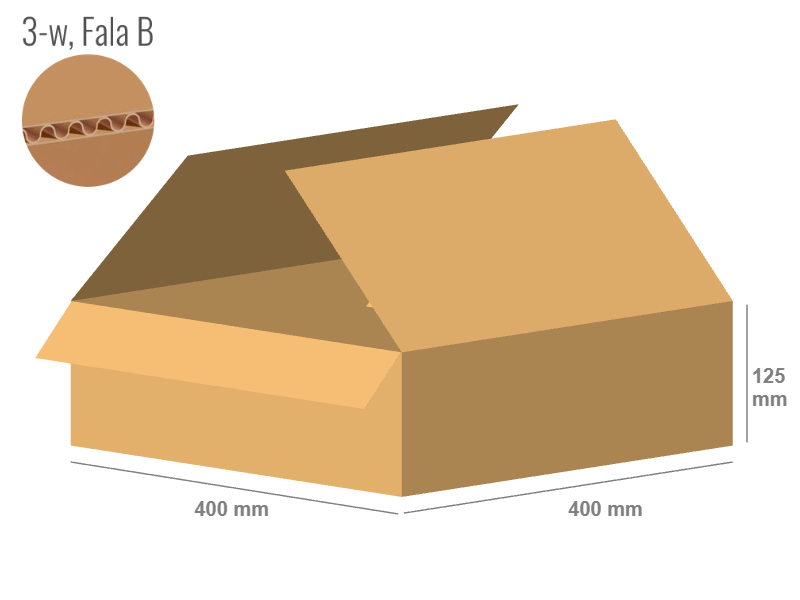 Cardboard box 400x400x125 - with Flaps (Fefco 201) - Single Wall (3-layer)