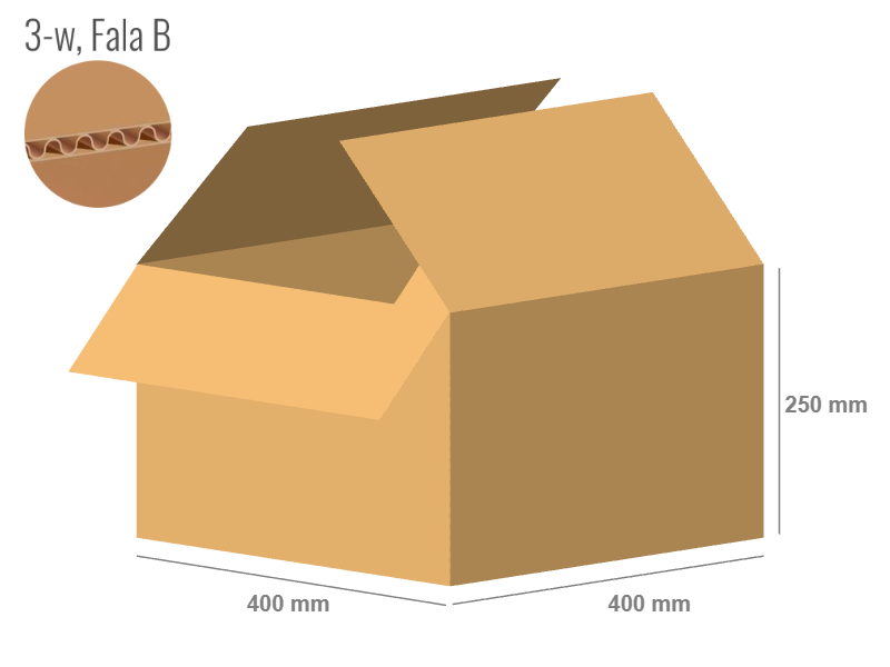 Cardboard box 400x400x250 - with Flaps (Fefco 201) - Single Wall (3-layer)