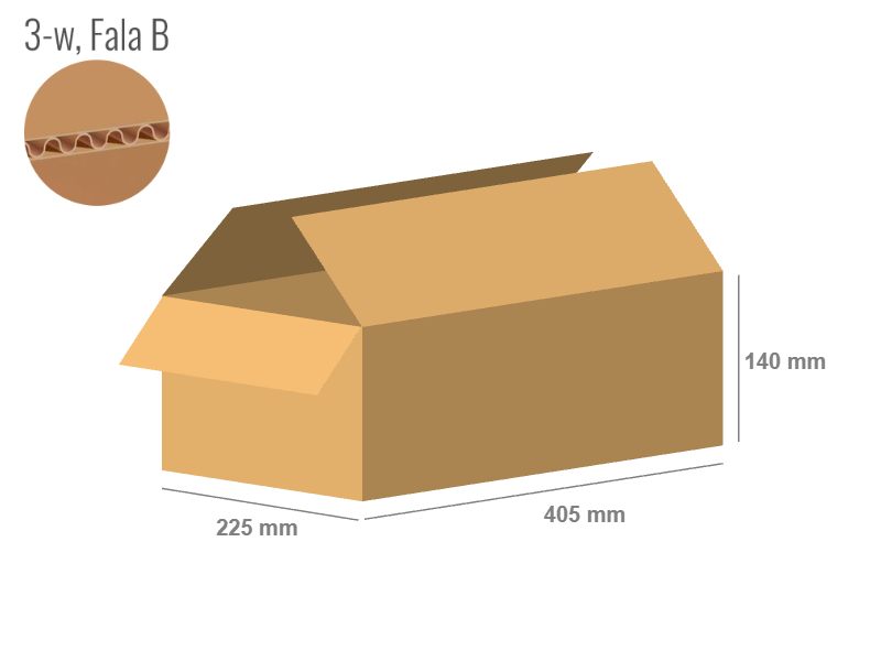 Cardboard box 405x225x140 - with Flaps (Fefco 201) - Single Wall (3-layer)