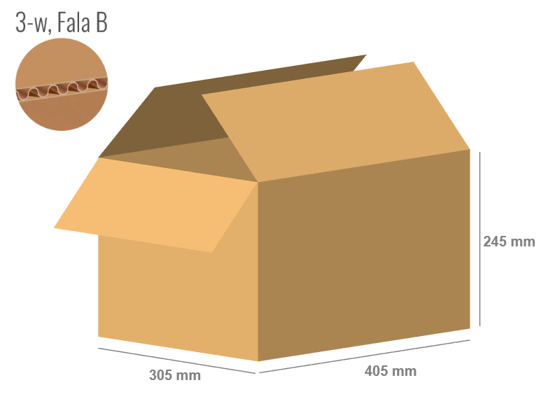 Cardboard box 405x305x245 - with Flaps (Fefco 201) - Single Wall (3-layer)